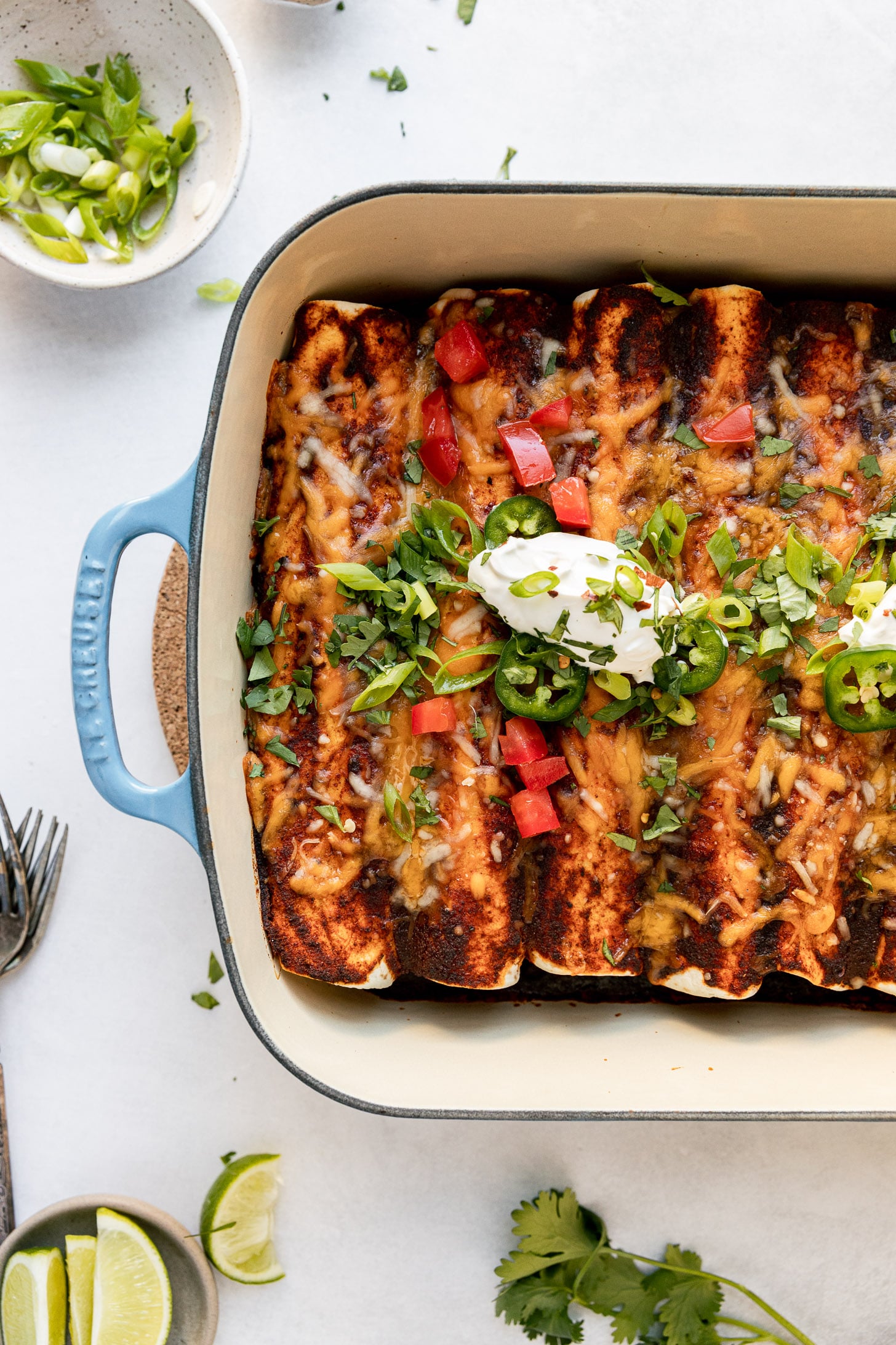 Easy Weeknight Vegetarian Bean & Cheese Enchiladas